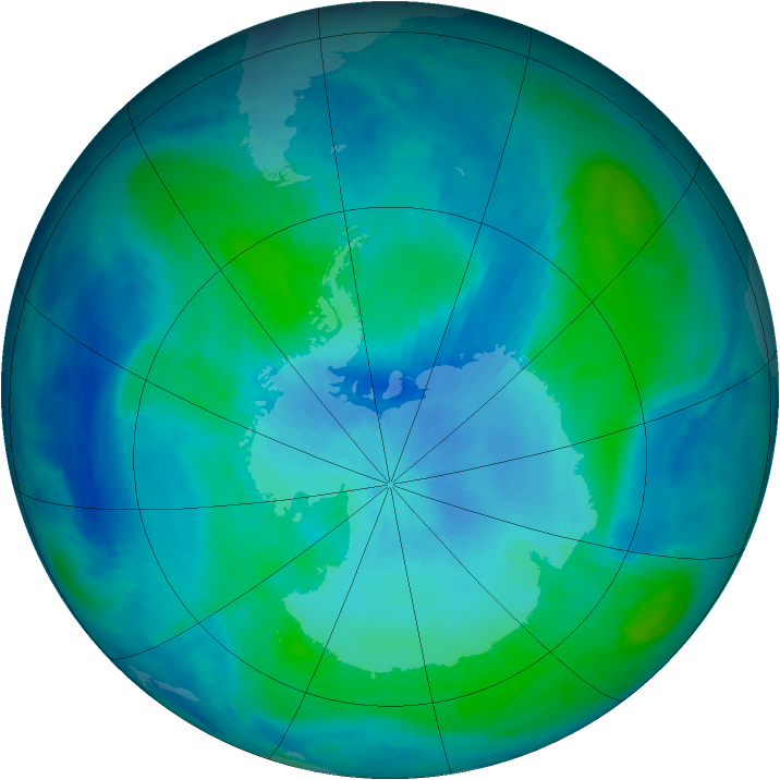 Antarctic ozone map for 24 February 1999